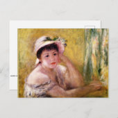 ルノアール、わら帽子をかぶった女性 ポストカード (正面/裏面)