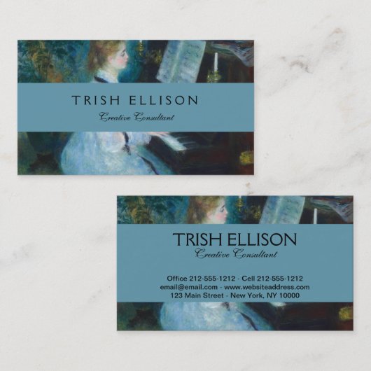 ルノアール・ウーマン・アット・ザ・ピアノヴィンテージ印象派 名刺 (正面/裏面)