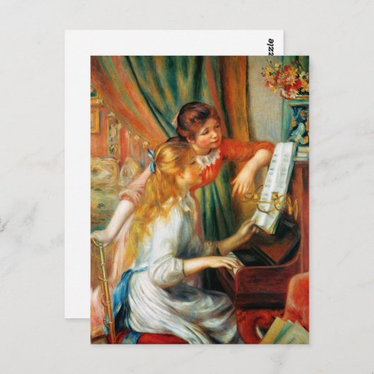 ルノアール・ガールズアットザ・ピアノはがき ポストカード (正面/裏面)