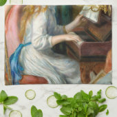 ルノアール・ガールズ・アット・ザ・ピアノ印象派絵画の キッチンタオル (折り畳み)