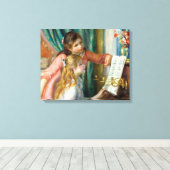 ルノアール・ガールズ・アット・ザ・ピアノ印象派絵画の キャンバスプリント (インサイチュ (ウッドフロア))