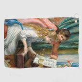 ルノアール・ガールズ・アット・ザ・ピアノ印象派絵画の ゴルフタオル (横)