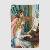 ルノアール・ガールズ・アット・ザ・ピアノ印象派絵画の ゴルフタオル (正面)