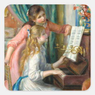 ルノアール・ガールズ・アット・ザ・ピアノ印象派絵画の スクエアシール