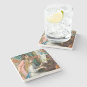 ルノアール・ガールズ・アット・ザ・ピアノ印象派絵画の ストーンコースター (横)