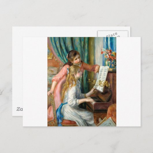 ルノアール・ガールズ・アット・ザ・ピアノ印象派絵画の ポストカード (正面/裏面)