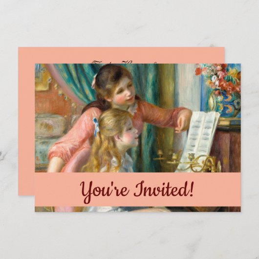 ルノアール・ガールズ・アット・ザ・ピアノ印象派絵画の 招待状 (正面/裏面)