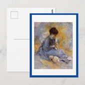 ルノアール、ネコを連れた若い女性 ポストカード (正面/裏面)