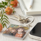 ルノアール – 二つの小さな女の子のポートレート キーホルダー (正面右)