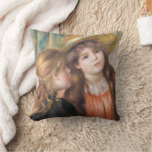 ルノアール – 二つの小さな女の子のポートレート クッション (ブランケット)