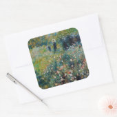 ルノアール – 庭にパラソルを持つ女性 スクエアシール (封筒)