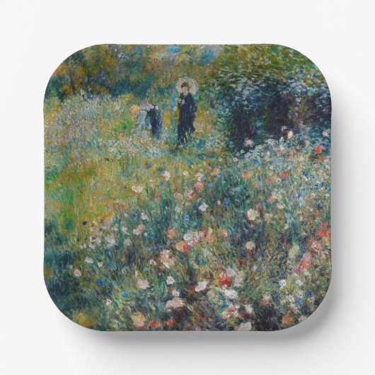 ルノアール – 庭にパラソルを持つ女性 ペーパープレート (正面)