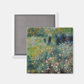 ルノアール – 庭にパラソルを持つ女性 マグネット (正面/裏面)