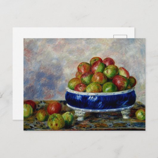 ルノアール – 皿はがき中のりんご シーズンポストカード (正面/裏面)