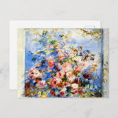 ルノアール – 窓のバラ ポストカード (正面/裏面)