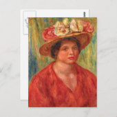 ルノアール – 花のある帽子の女性 ポストカード (正面/裏面)