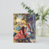 ルノアール：草の中に座っている二人の女の子 ポストカード (スタンド正面)