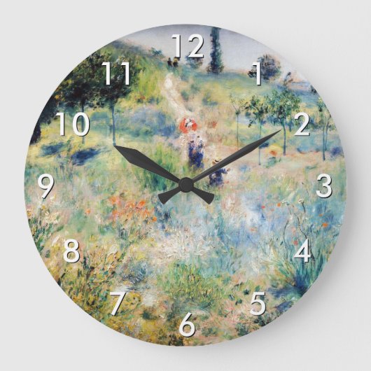ルノアール – 高い草を通る道 ラージ壁時計 (正面)