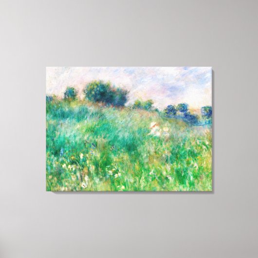 ルノワールの印象派の絵画 緑の牧草地 キャンバスプリント (正面)