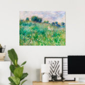 ルノワールの印象派の絵画 緑の牧草地 ポスター (ホームオフィス)