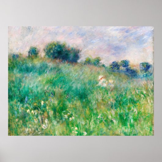 ルノワールの印象派の絵画 緑の牧草地 ポスター (正面)