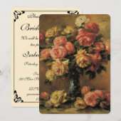 ルノワールの花瓶のバラ、フラワーブライダルシャワー 招待状 (正面/裏面)