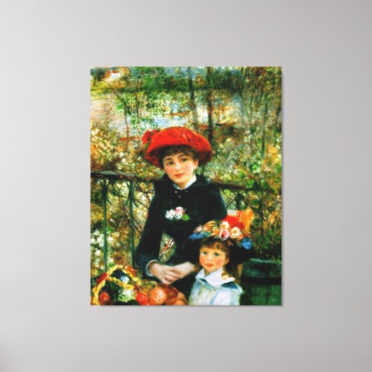 ルノワールの『テラスに立つ二人の姉妹』 キャンバスプリント (正面)