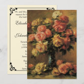 ルノワールの「花瓶のバラ 3」、結婚式 招待状 (正面/裏面)
