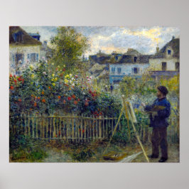 ルノワール - クロード・モネが庭で絵を描く ポスター