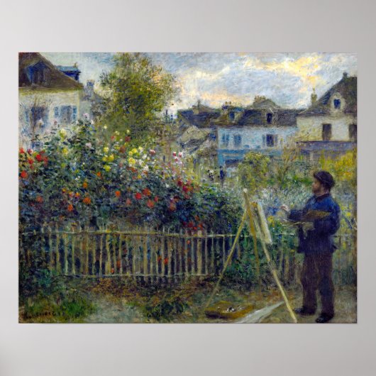 ルノワール - クロード・モネが庭で絵を描く ポスター (正面)
