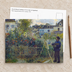 ルノワール - クロード・モネが庭で絵を描く ポストカード