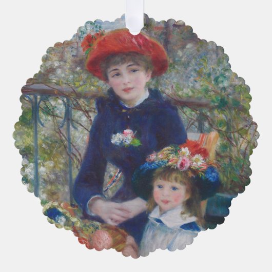 ルノワール 姉妹 テラス フランス印象派  オーナメントカード (正面)