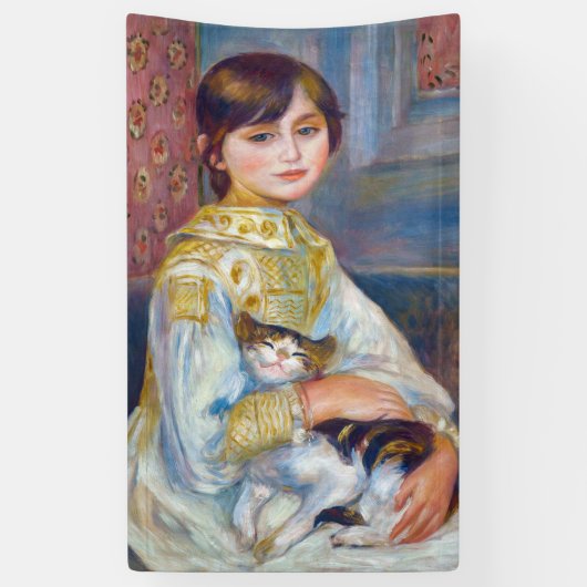 ルノワール - 猫と子供 横断幕 (縦)