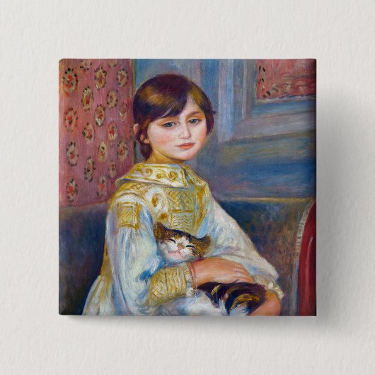 ルノワール - 猫と子供 缶バッジ (正面)