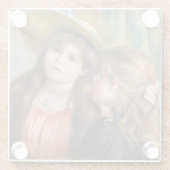 ルノワール - 2人の小さな少女の肖像 ガラスコースター (裏面)