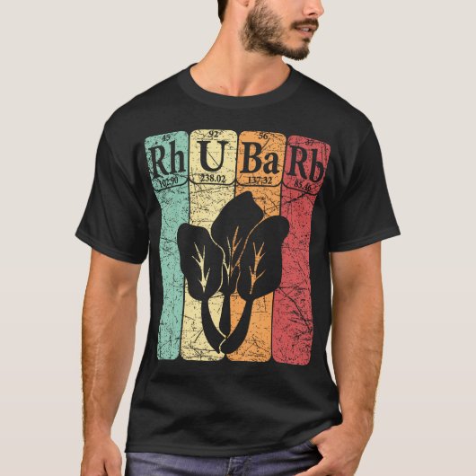ルバーブ元素周期表 野菜 レトロなデザイン Tシャツ (正面)