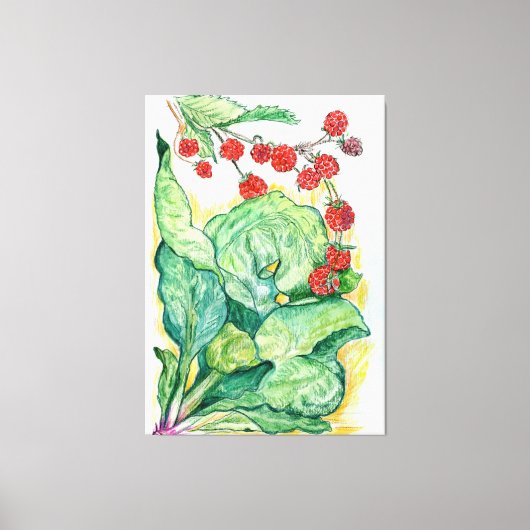 ルバーブ&ラズベリーデザインオンキャンバス キャンバスプリント (正面)