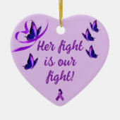 ルパスパーソナライズされたサポート紫ハート セラミックオーナメント (正面)