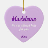 ルパスパーソナライズされたサポート紫ハート セラミックオーナメント (裏面)