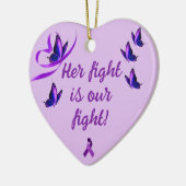 ルパスパーソナライズされたサポート紫ハート セラミックオーナメント (左)