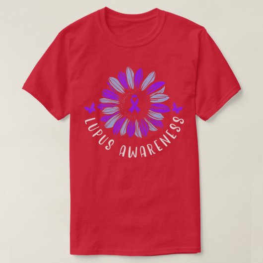 ルパ認識度紫リボンSLE自己免疫疾患 Tシャツ (デザイン正面)