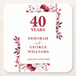 ルビエレガントフローラ40結婚周年 スクエアペーパーコースター