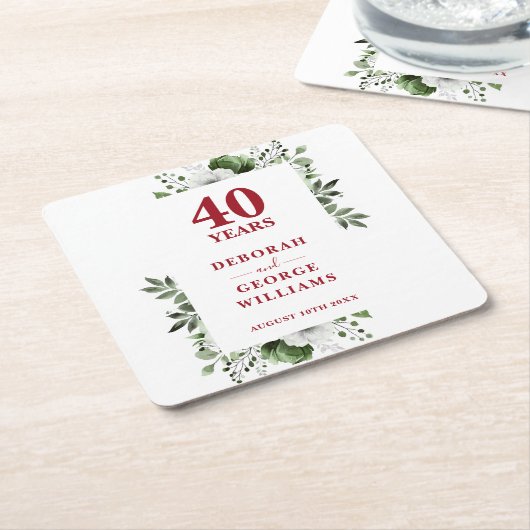 ルビエレガントフローラ40結婚周年 スクエアペーパーコースター (アングル)