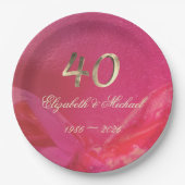 ルビエレガントレッドピンク金ゴールド40周年記念 ペーパープレート (正面)
