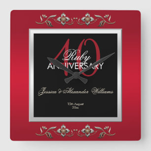 ルビエレガントー宝石40周年結婚記念 スクエア壁時計