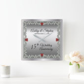 ルビエレガントー |ダイヤモンド結婚15周年 スクエア壁時計 (ホーム)