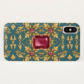 ルビーでシームレスな黄金色のパターン Case-Mate iPhoneケース (裏面(横))
