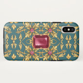 ルビーでシームレスな黄金色のパターン Case-Mate iPhoneケース (裏面(横))