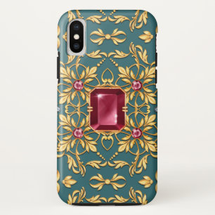 ルビーでシームレスな黄金色のパターン iPhone XSケース