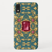 ルビーでシームレスな黄金色のパターン Case-Mate iPhoneケース (裏面)